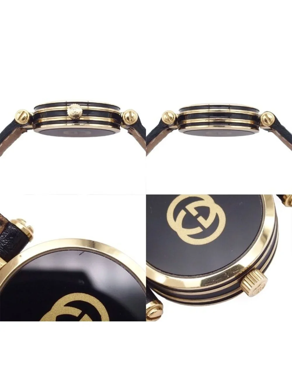 Gucci Sherry Line Black SS Leather Vintage Watch